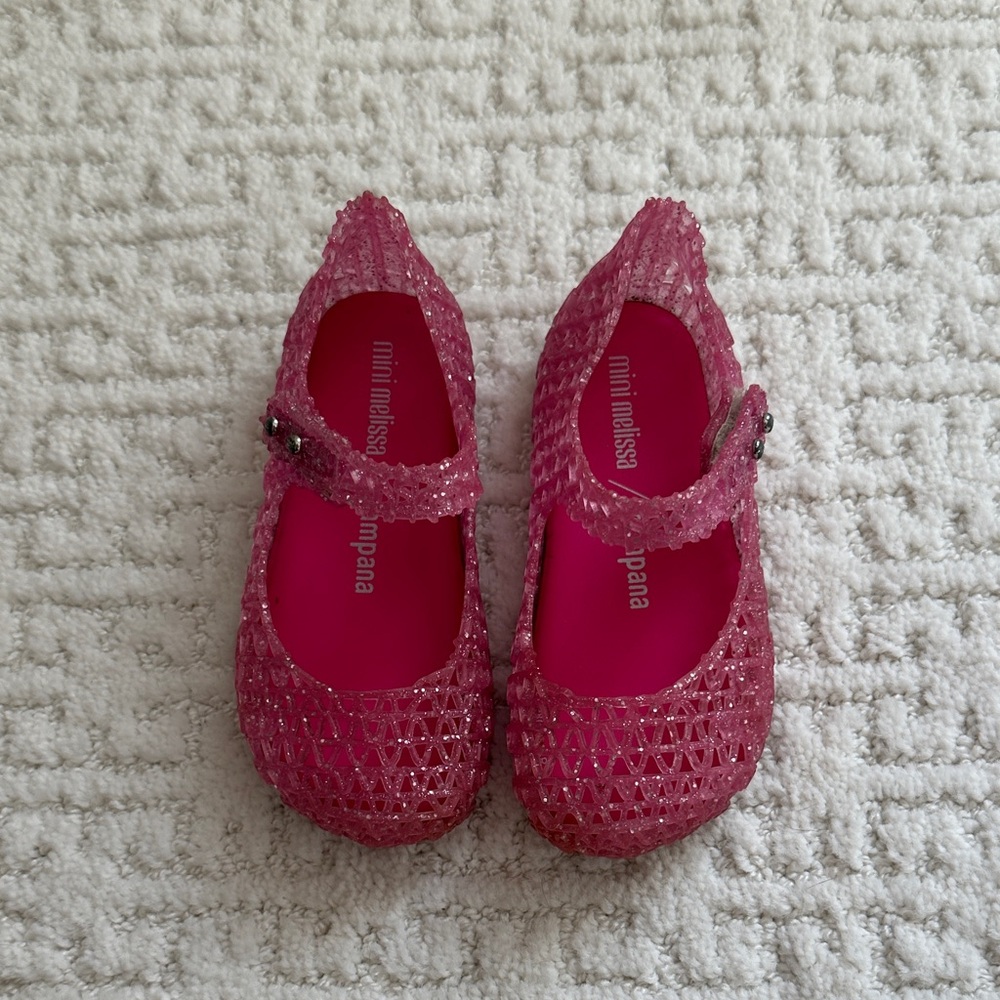 Mini Melissa Sparkling Pink Campana Shoes - Sz 8